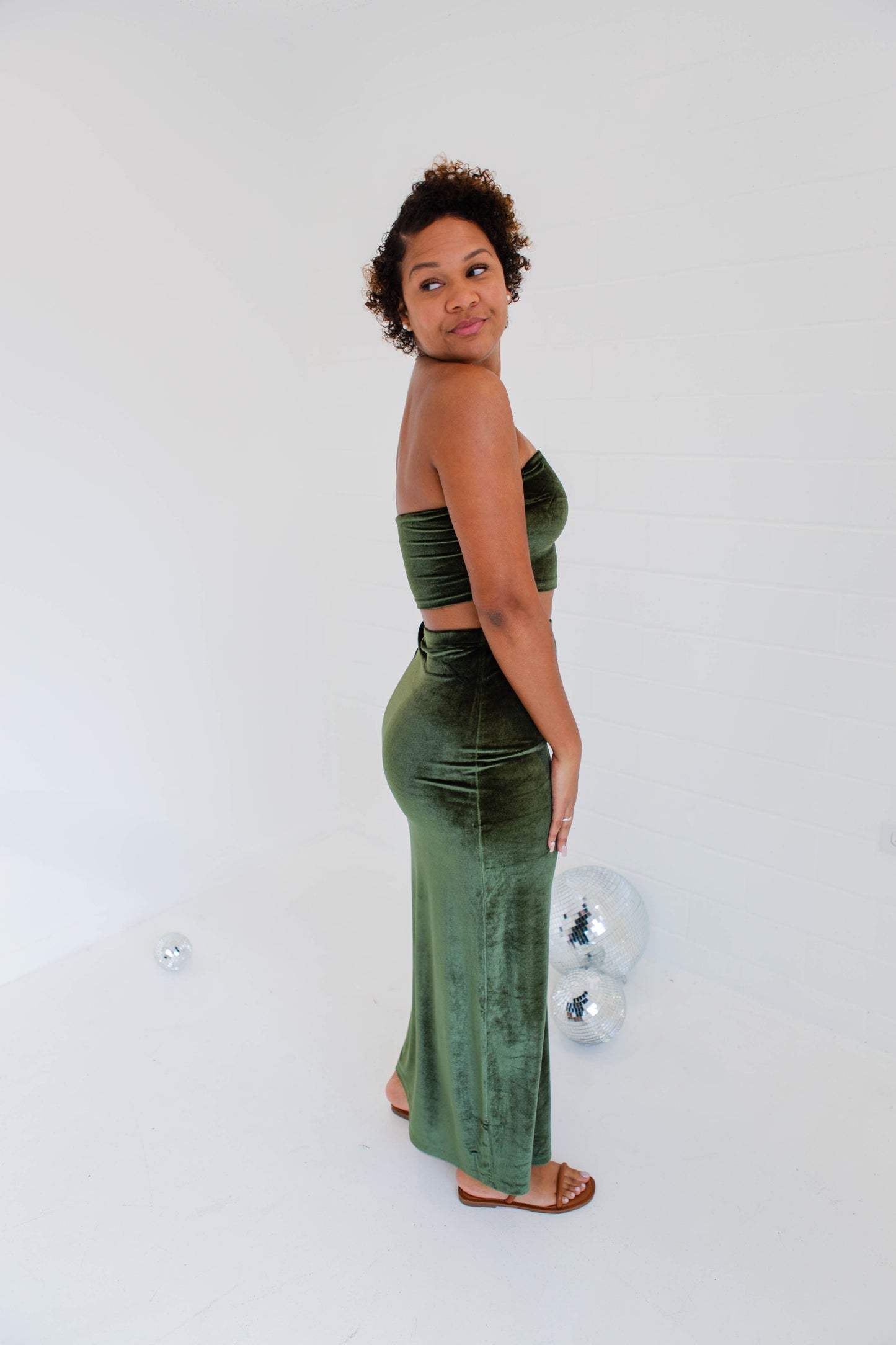 Olive Green Maxi Skirt Set