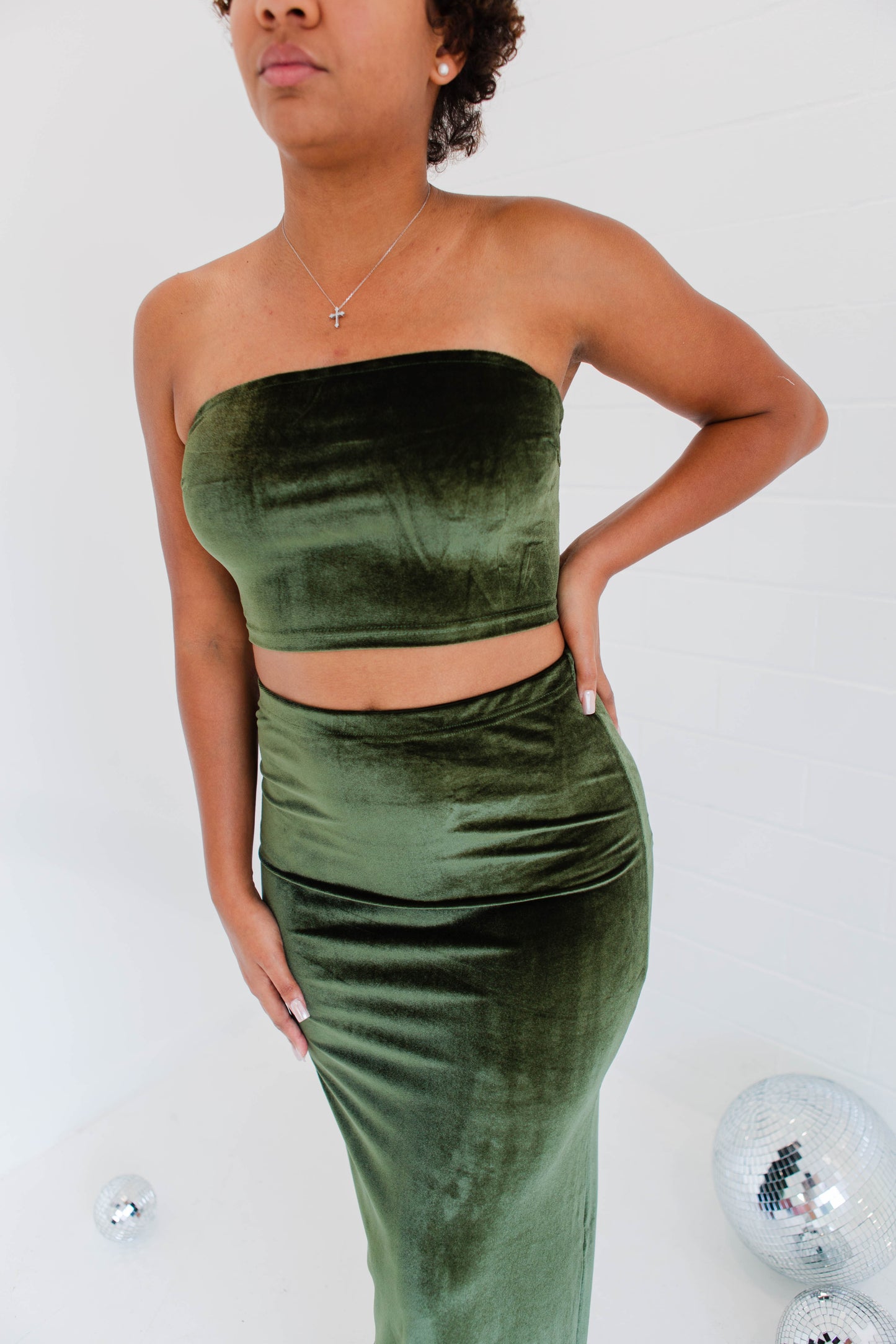 Olive Green Maxi Skirt Set