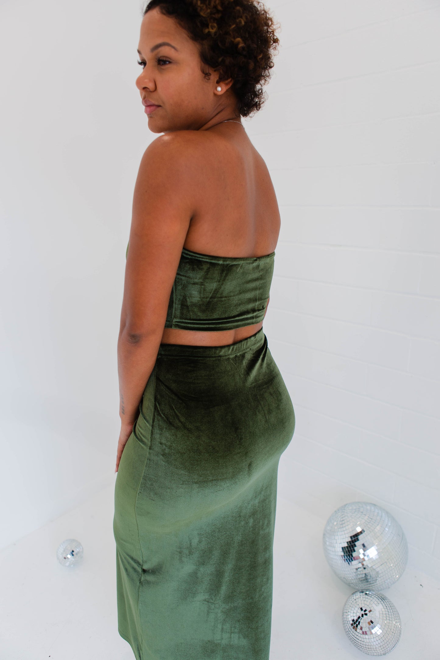 Olive Green Maxi Skirt Set