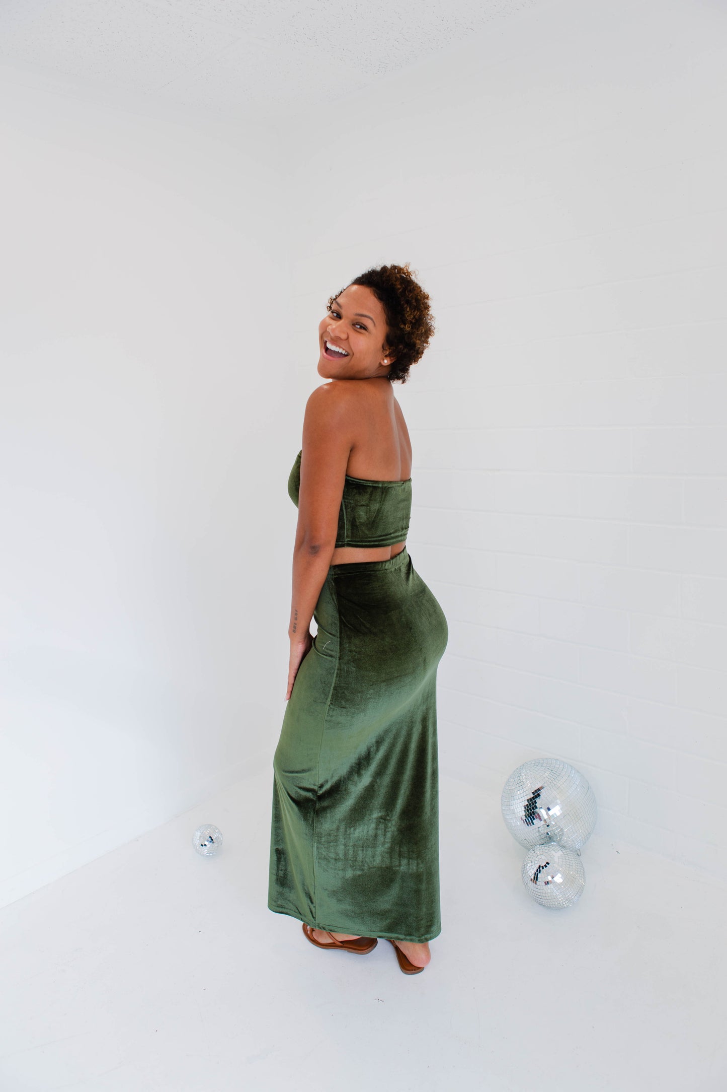 Olive Green Maxi Skirt Set