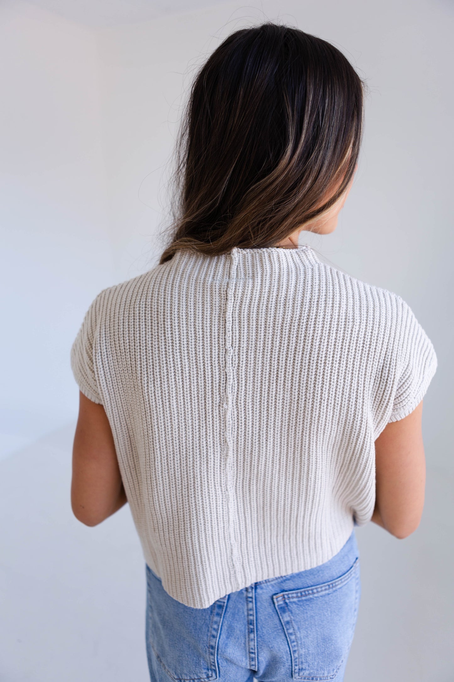Half High Neck Sweater Knit Top