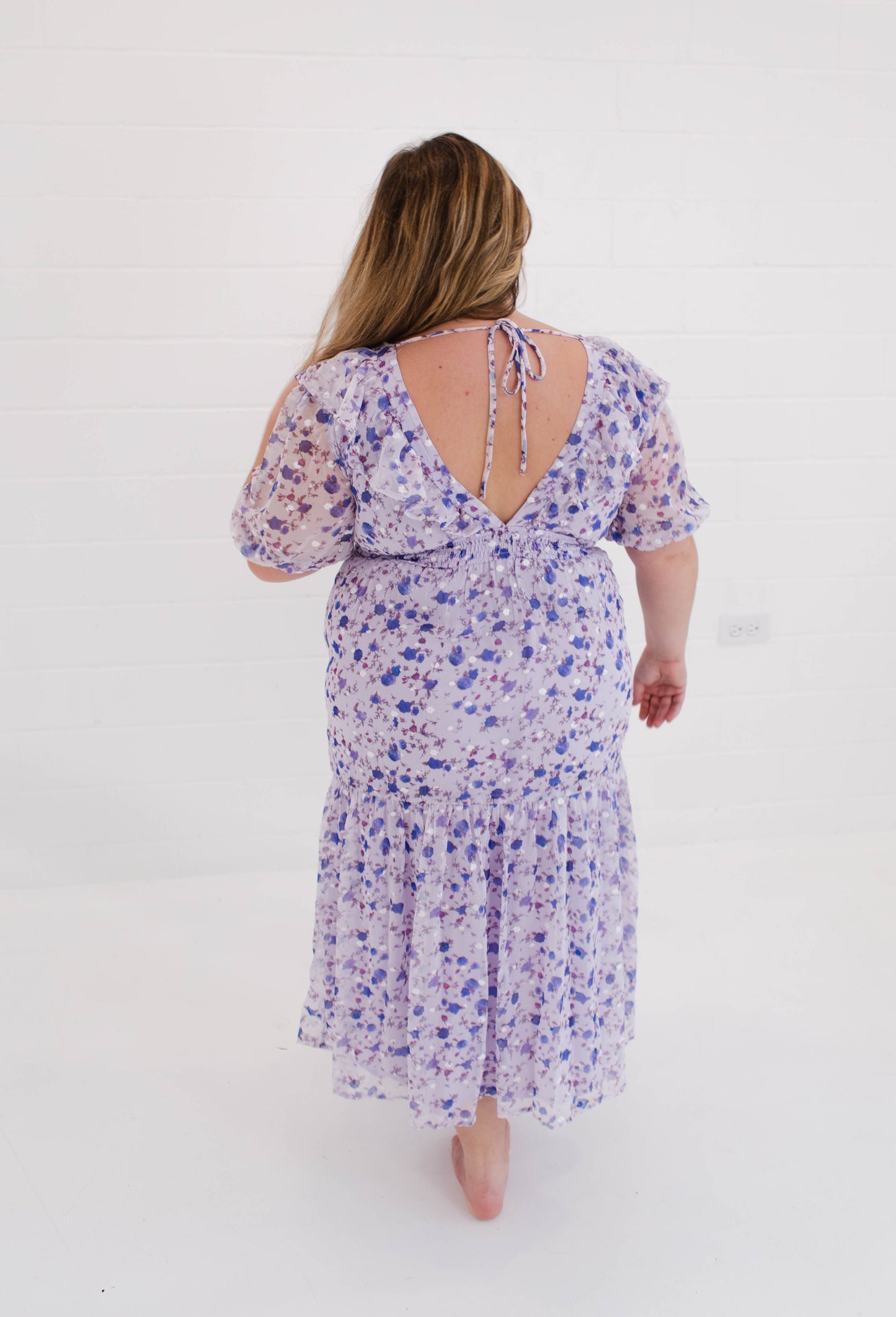 Purple Small Floral Midi Dress
