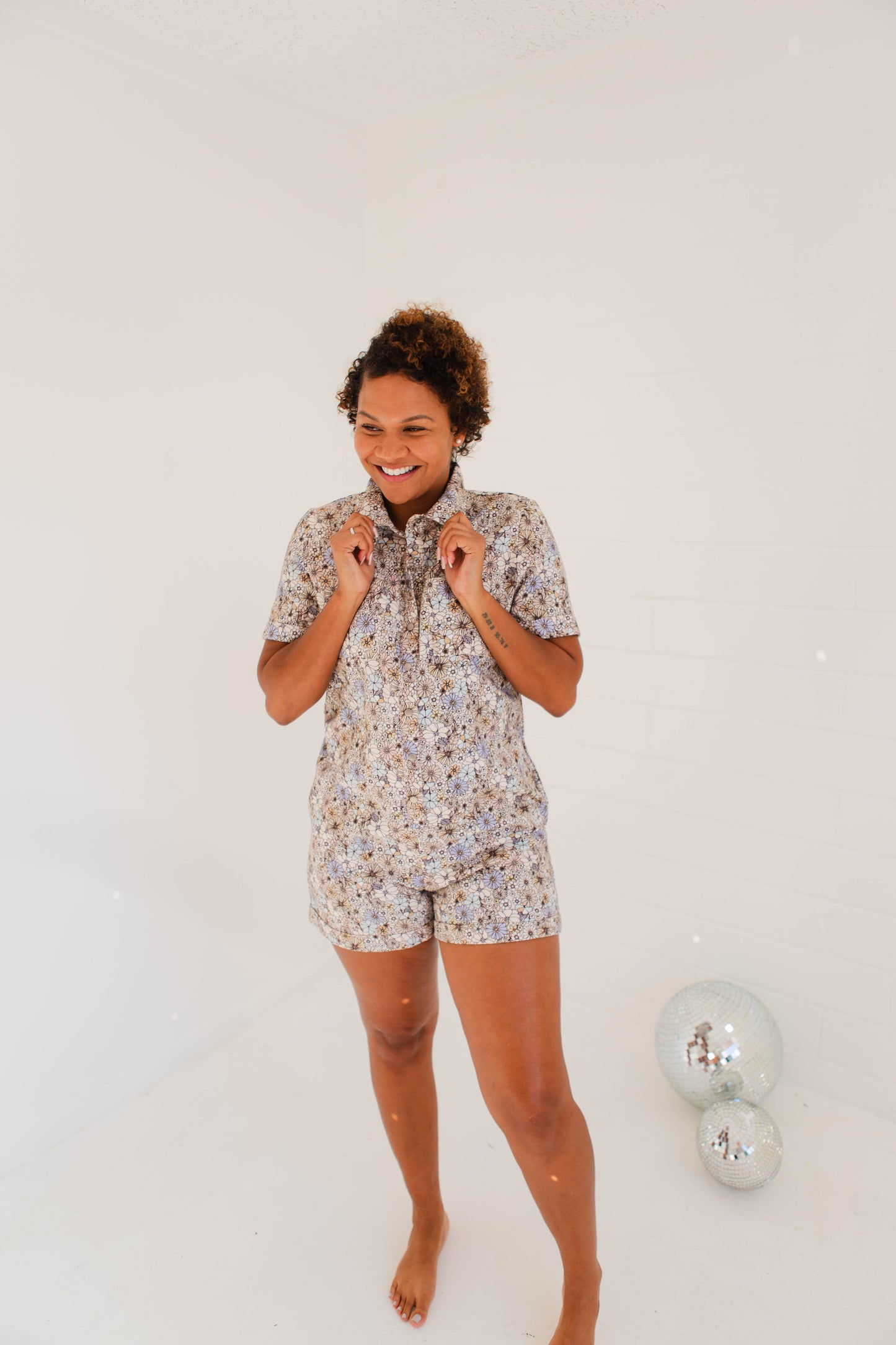 Blue Floral Romper