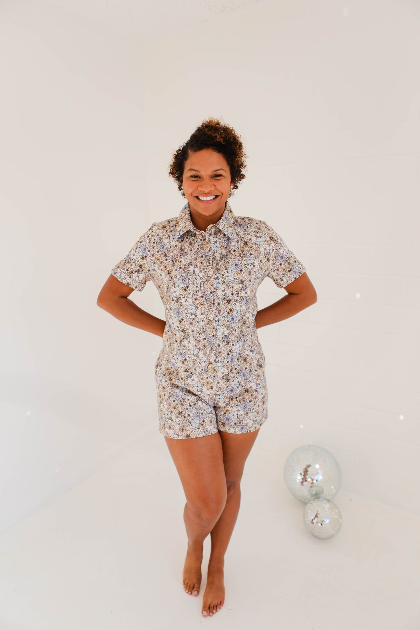 Blue Floral Romper