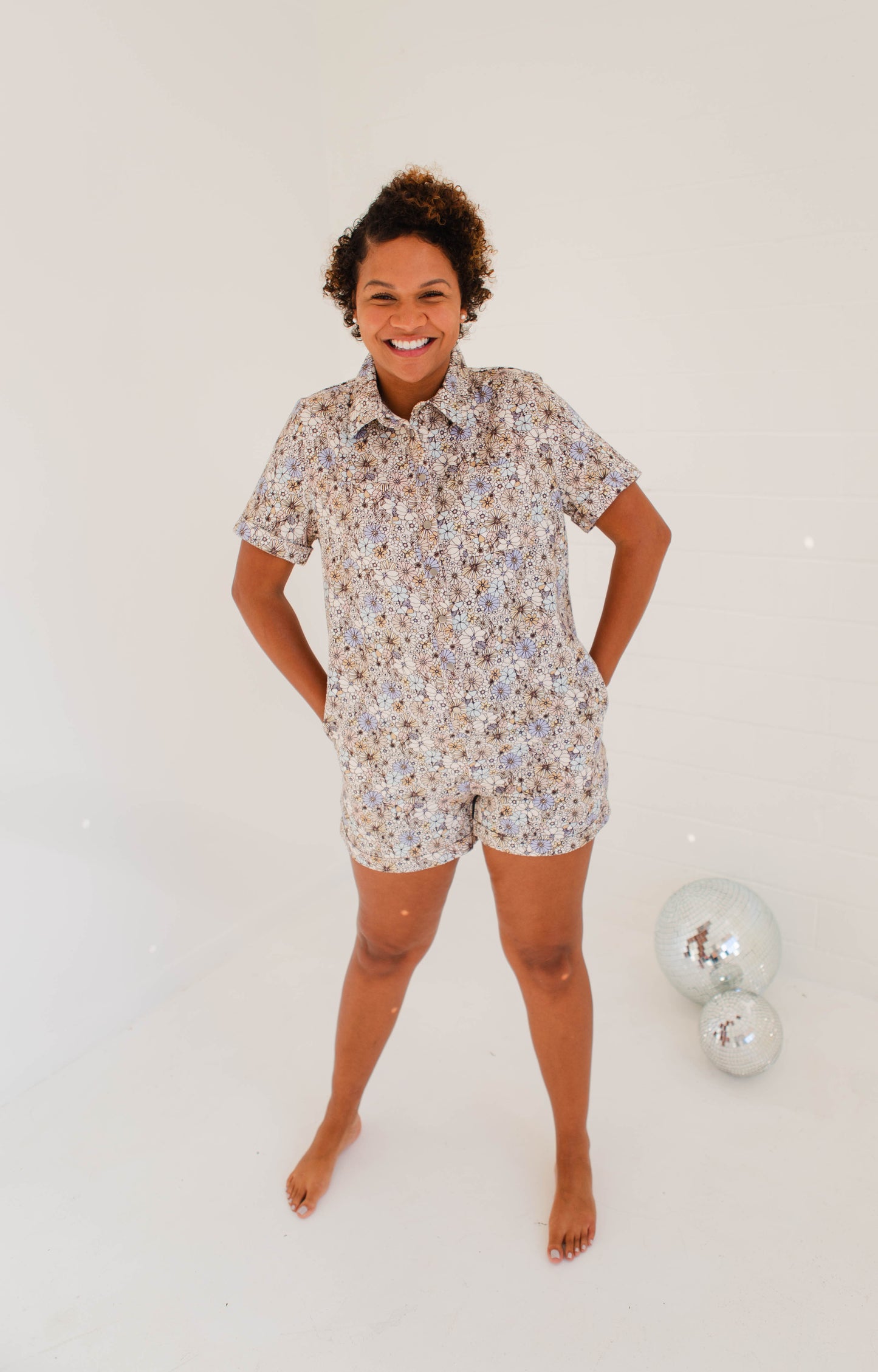 Blue Floral Romper