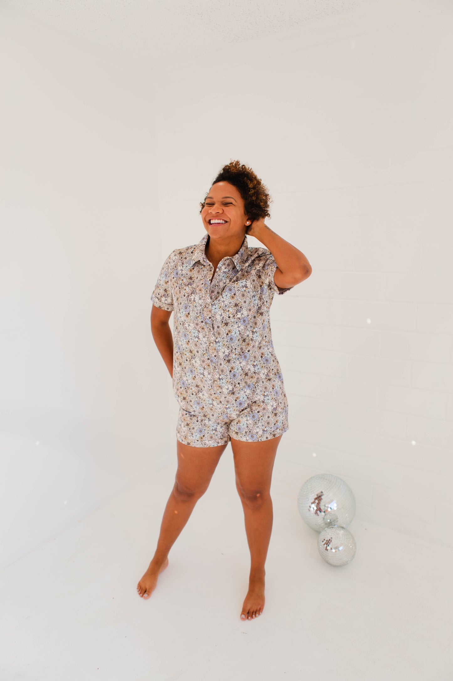 Blue Floral Romper