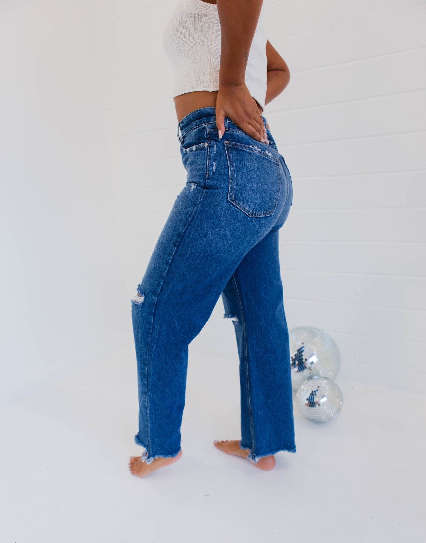 High Rise Straight Cropped Denim