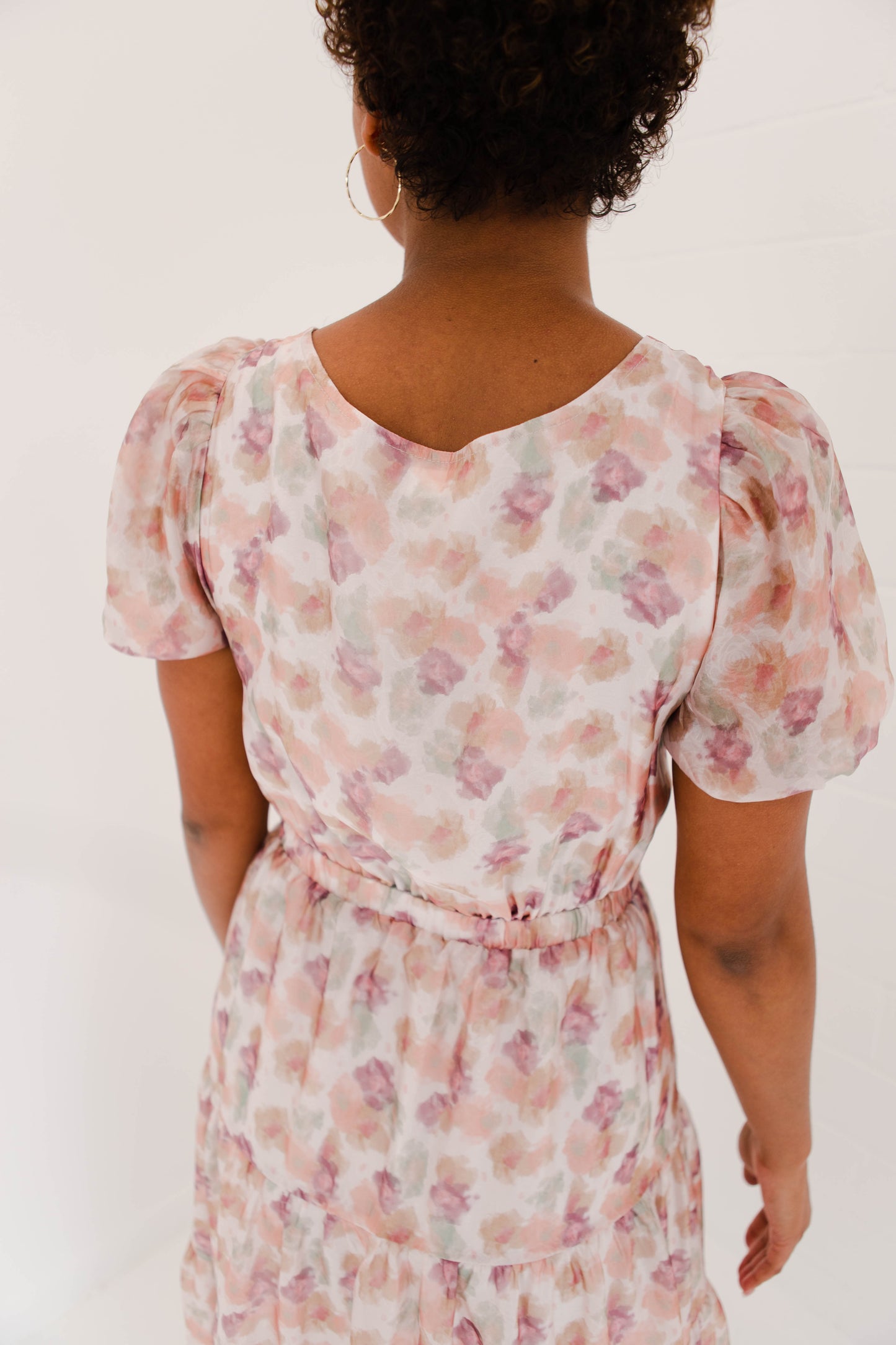 Painted Floral Ruffled Dress