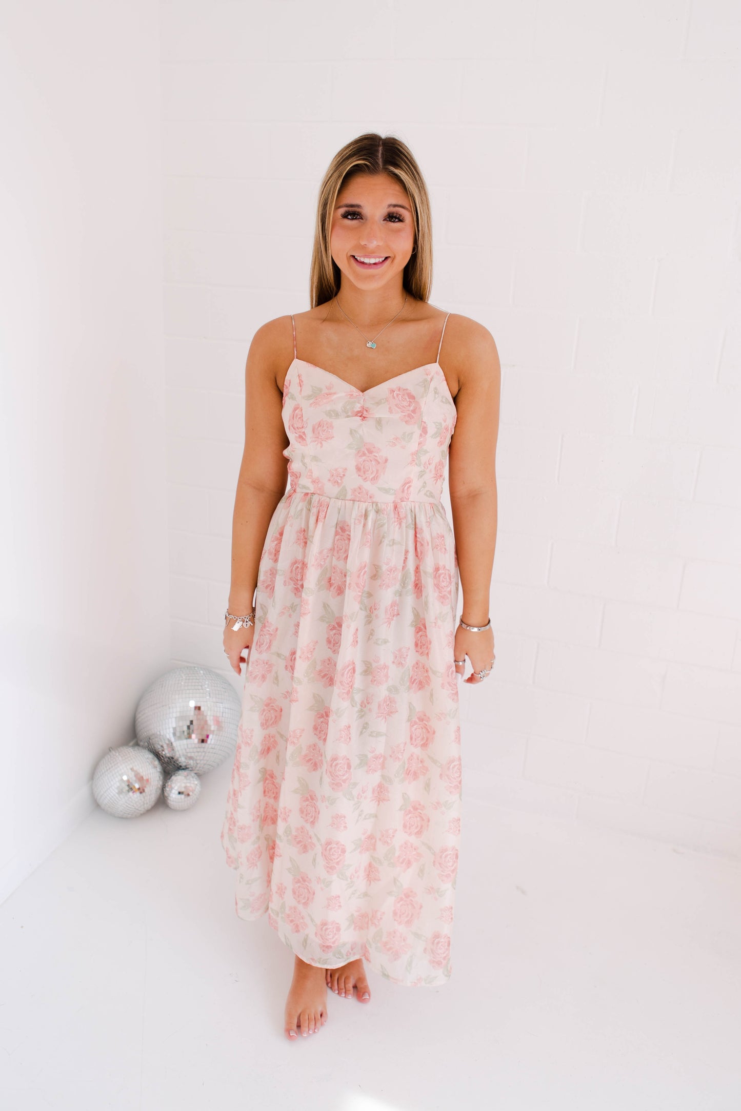 Light Rose Romantic Satin Midi