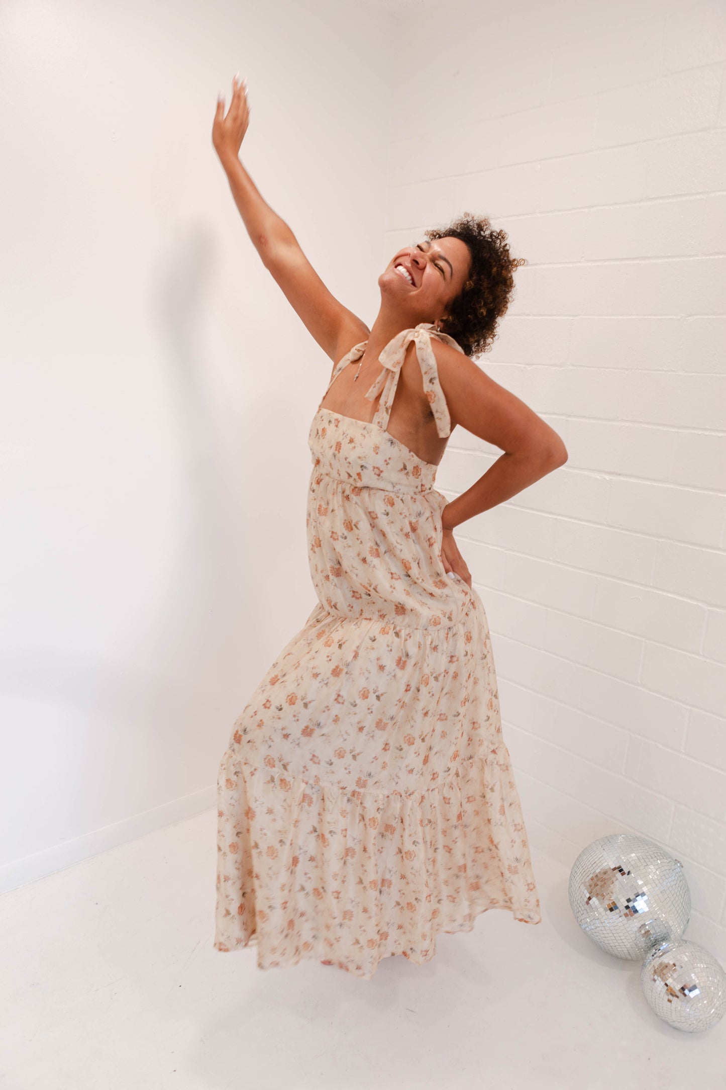 Ivory Brown Floral Dress