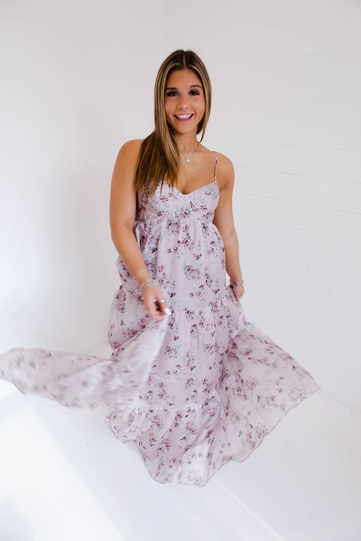 Cherry Blossom And Stain Sheen Maxi Dress