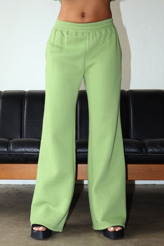 green sweat pants