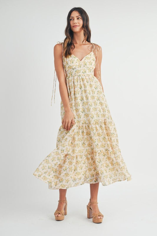 Yellow Floral Midi Dress