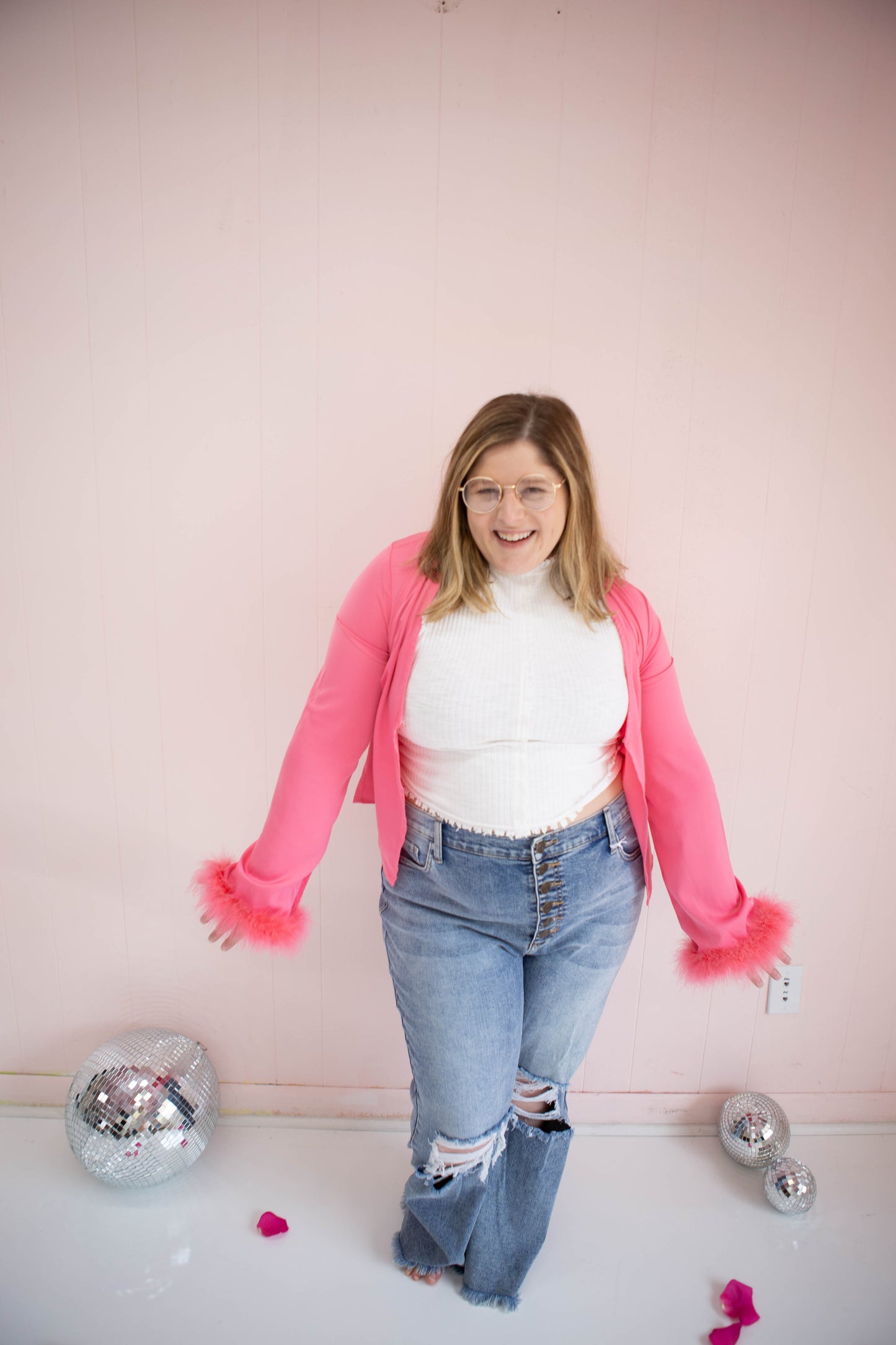 Hot Pink Feather Cardigan