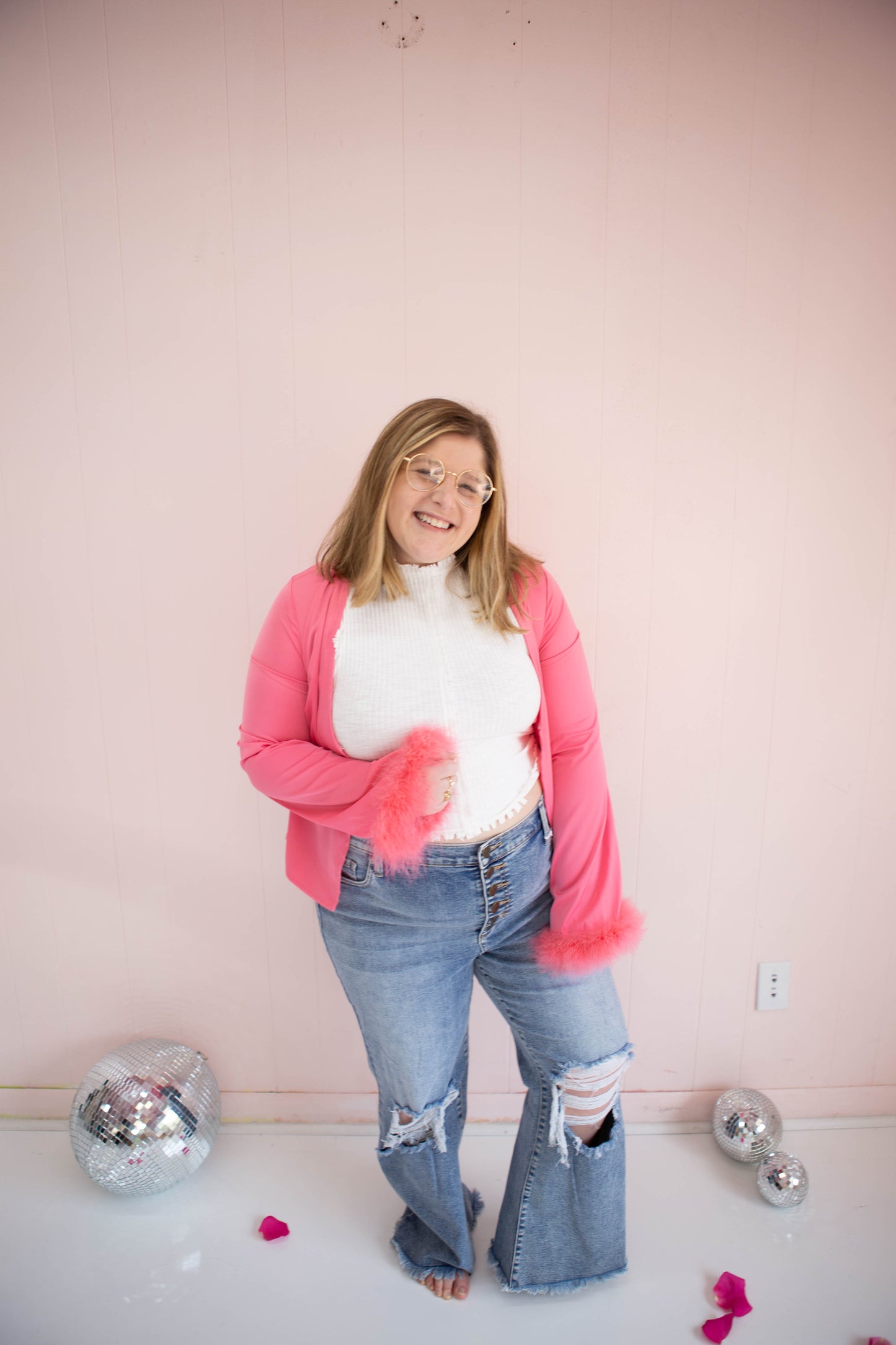 Hot Pink Feather Cardigan