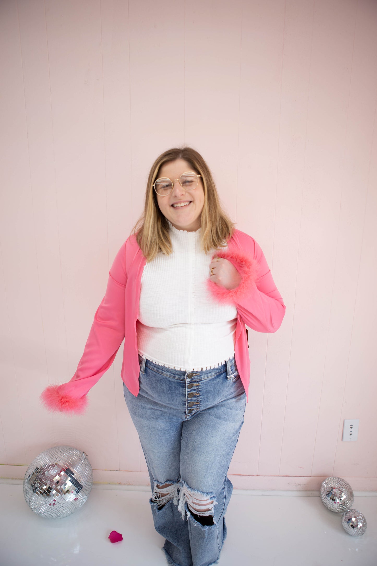 Hot Pink Feather Cardigan