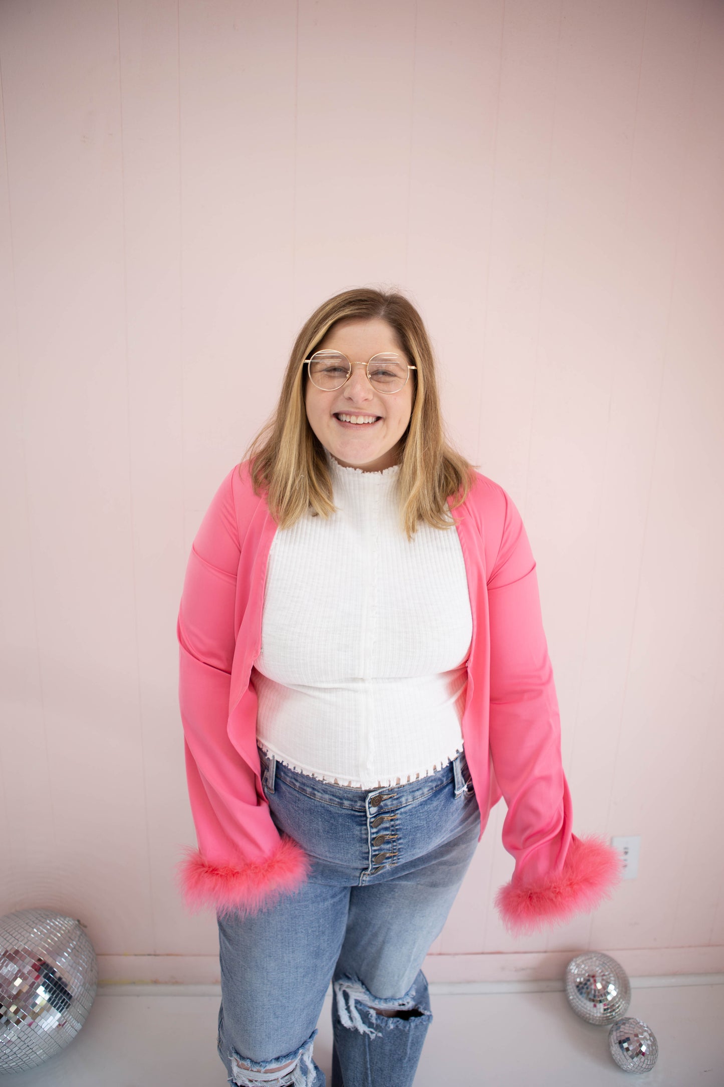 Hot Pink Feather Cardigan