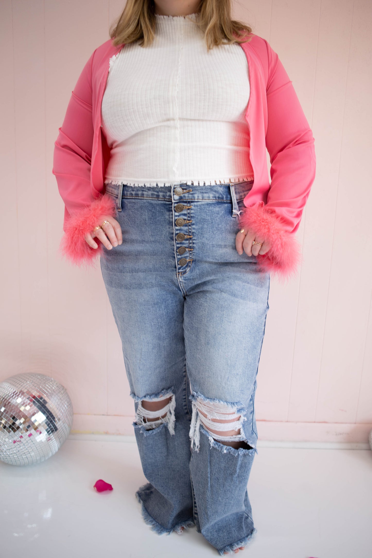 Hot Pink Feather Cardigan