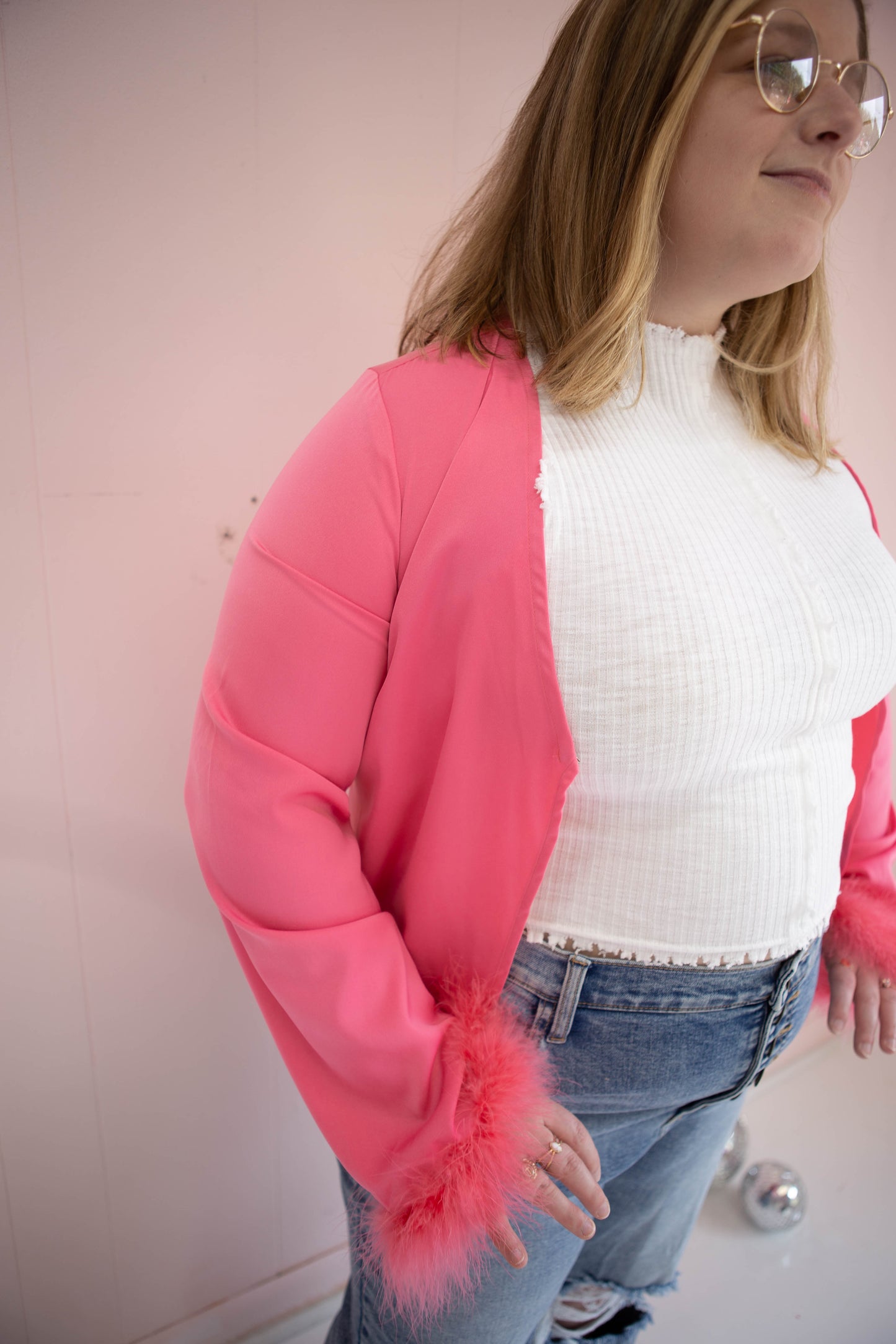 Hot Pink Feather Cardigan