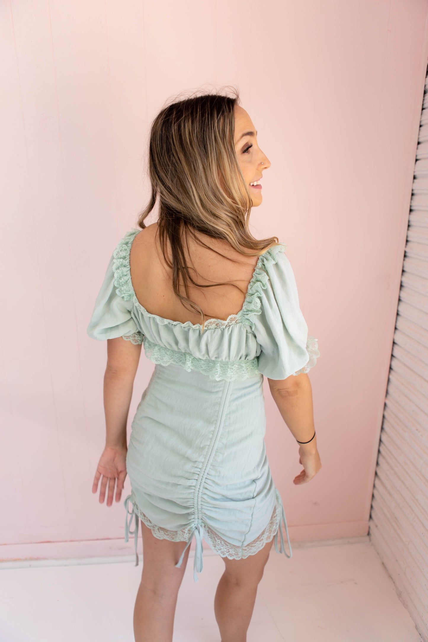 Puff Sleeve Lace Mini Dress