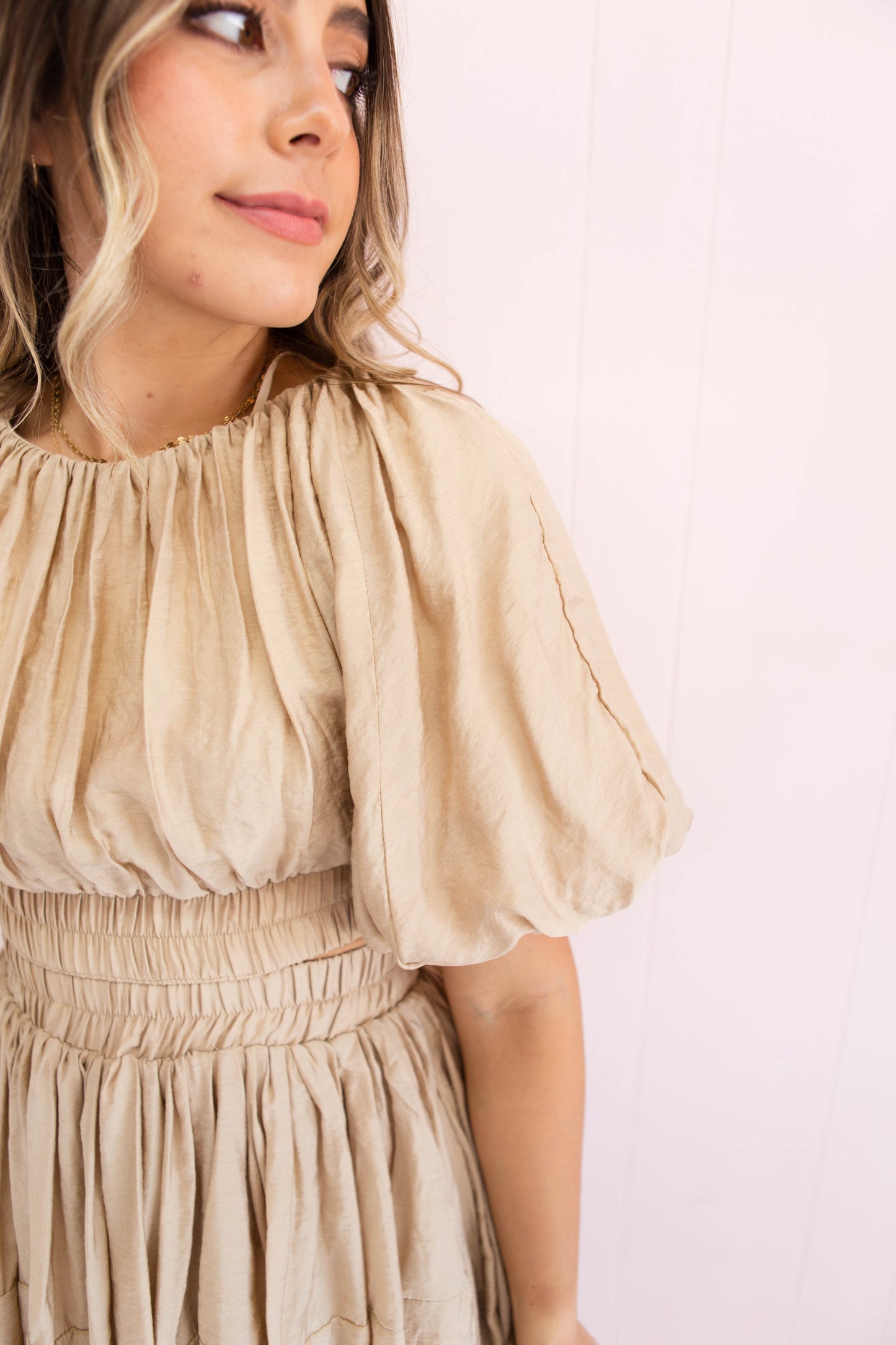 Shirring Detail Tiered Dress