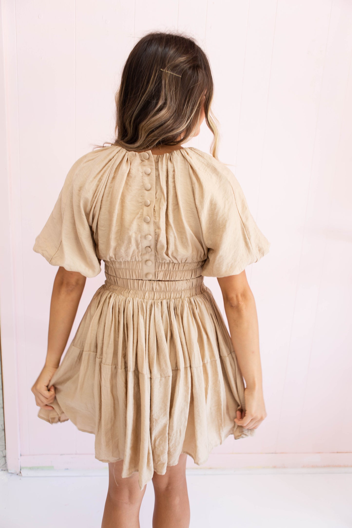 Shirring Detail Tiered Dress