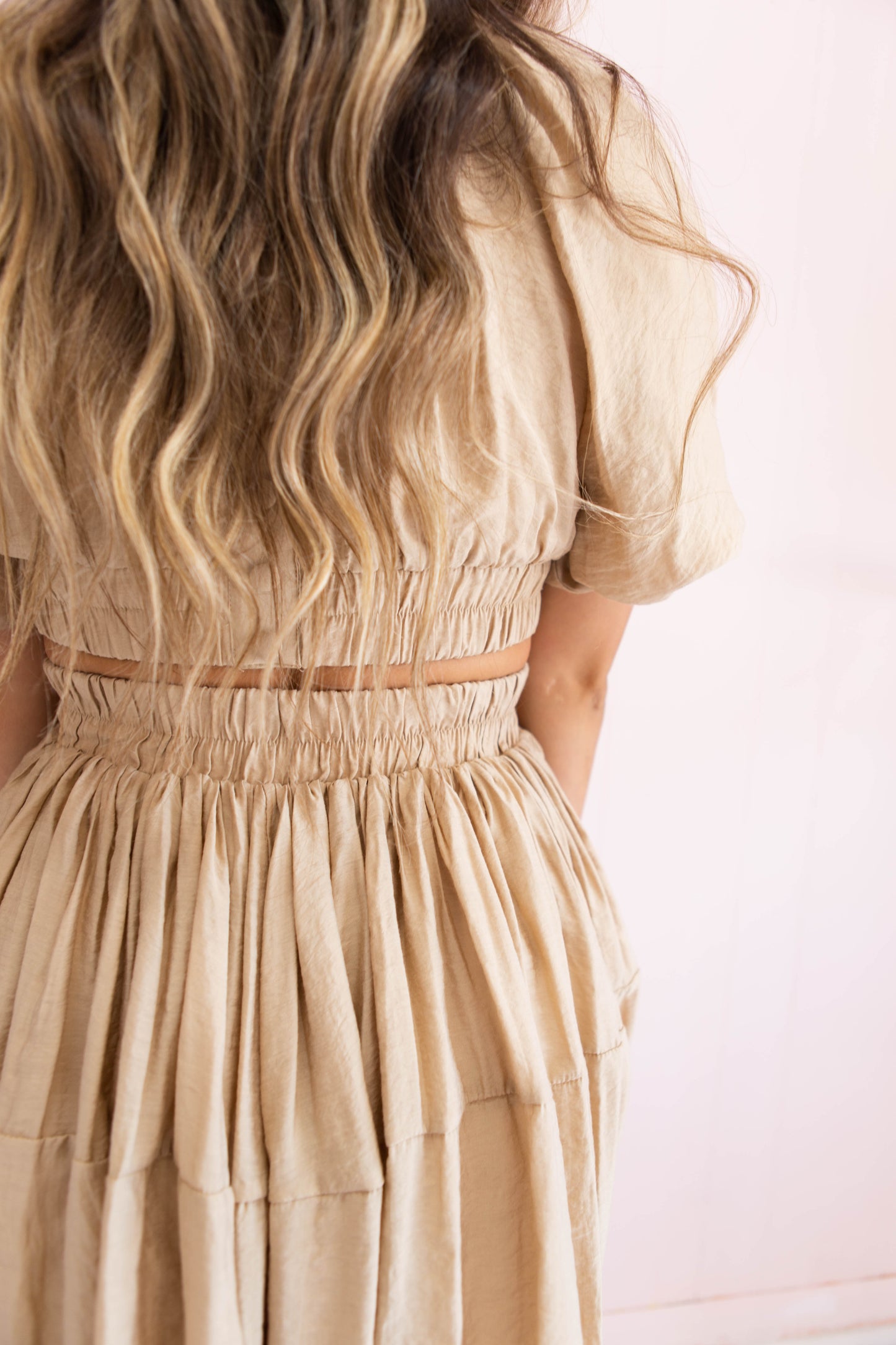 Shirring Detail Tiered Dress