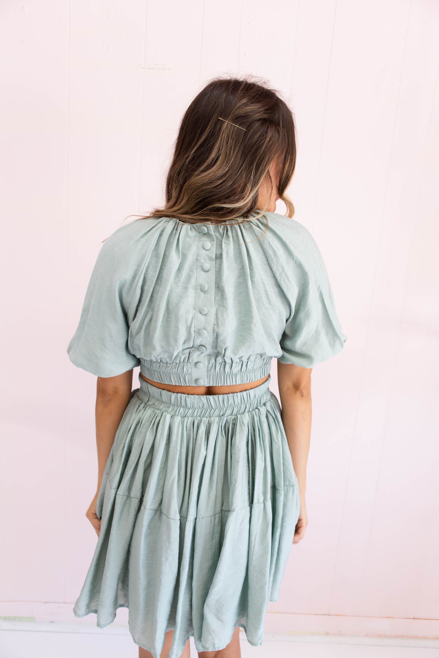 Shirring Detail Tiered Dress