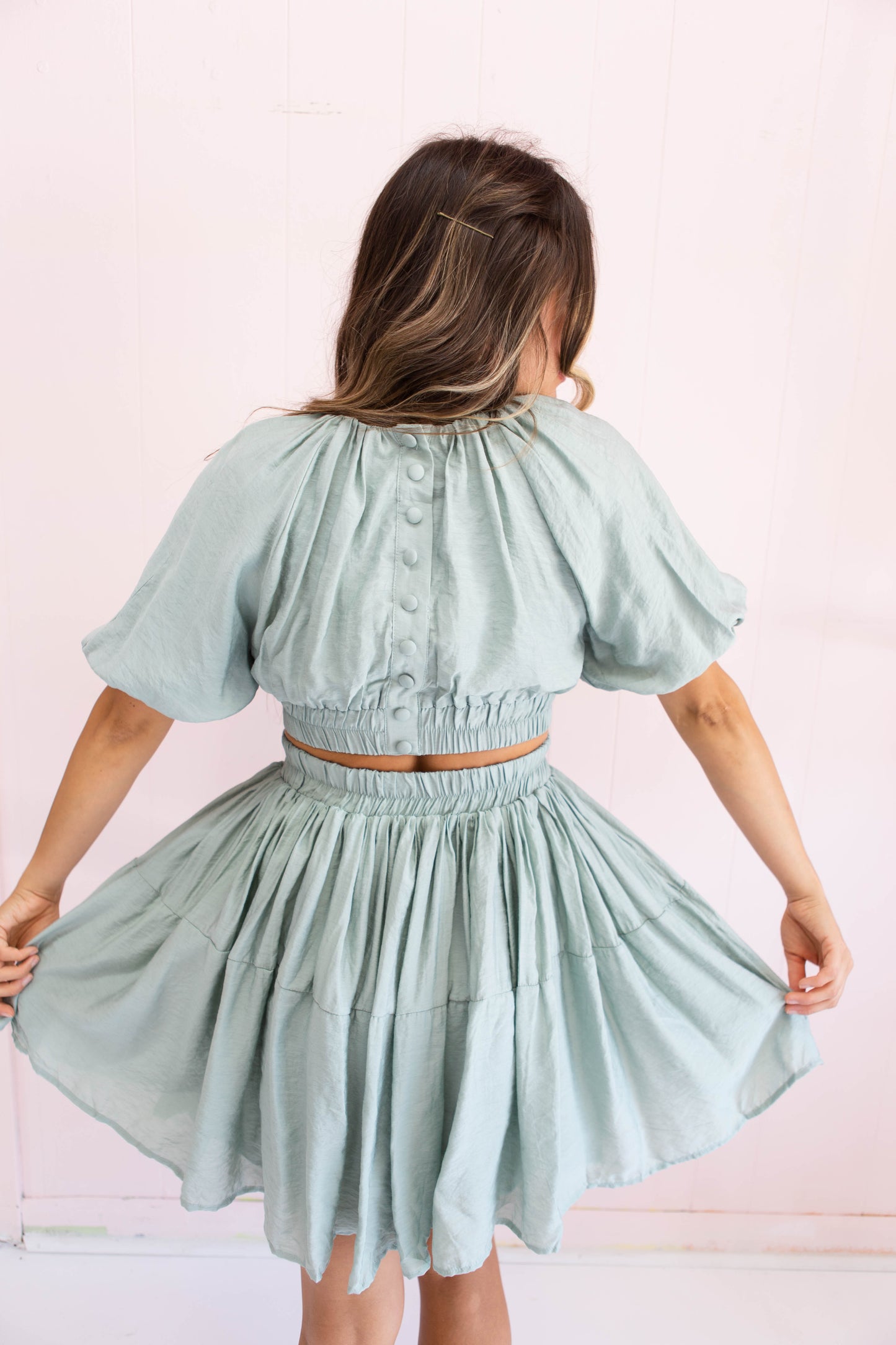 Shirring Detail Tiered Dress