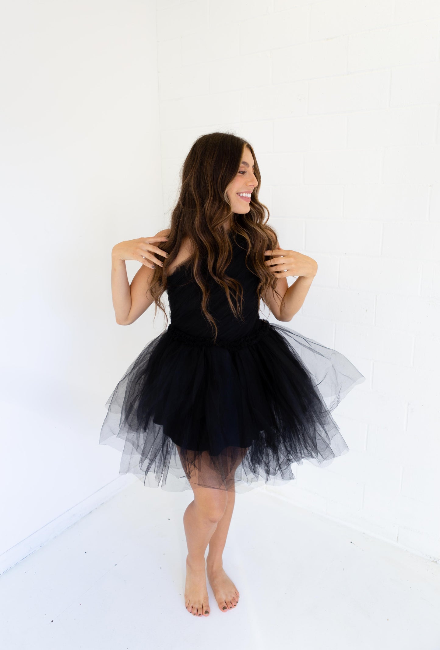 One Shoulder Tulle Mini Dress