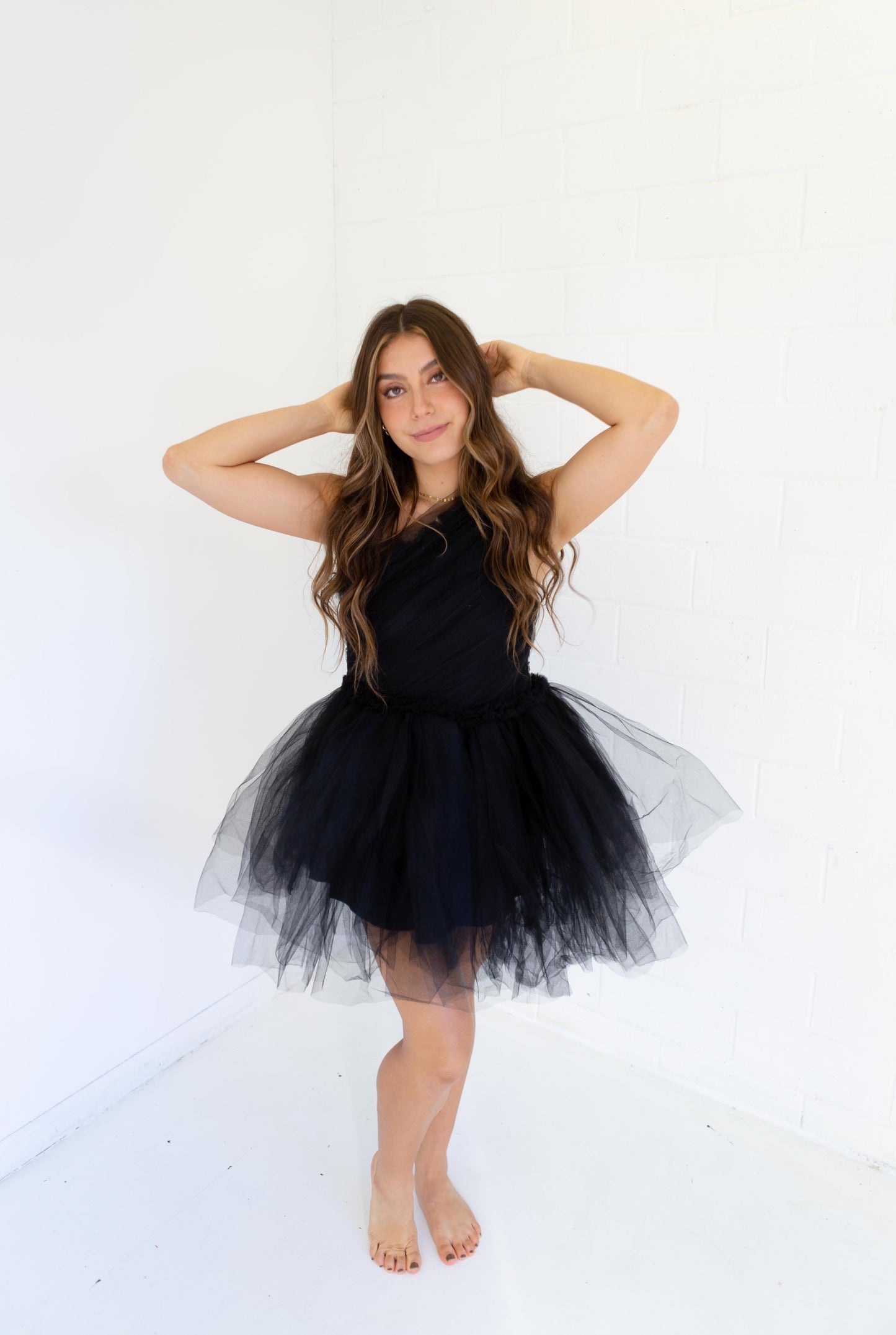 One Shoulder Tulle Mini Dress