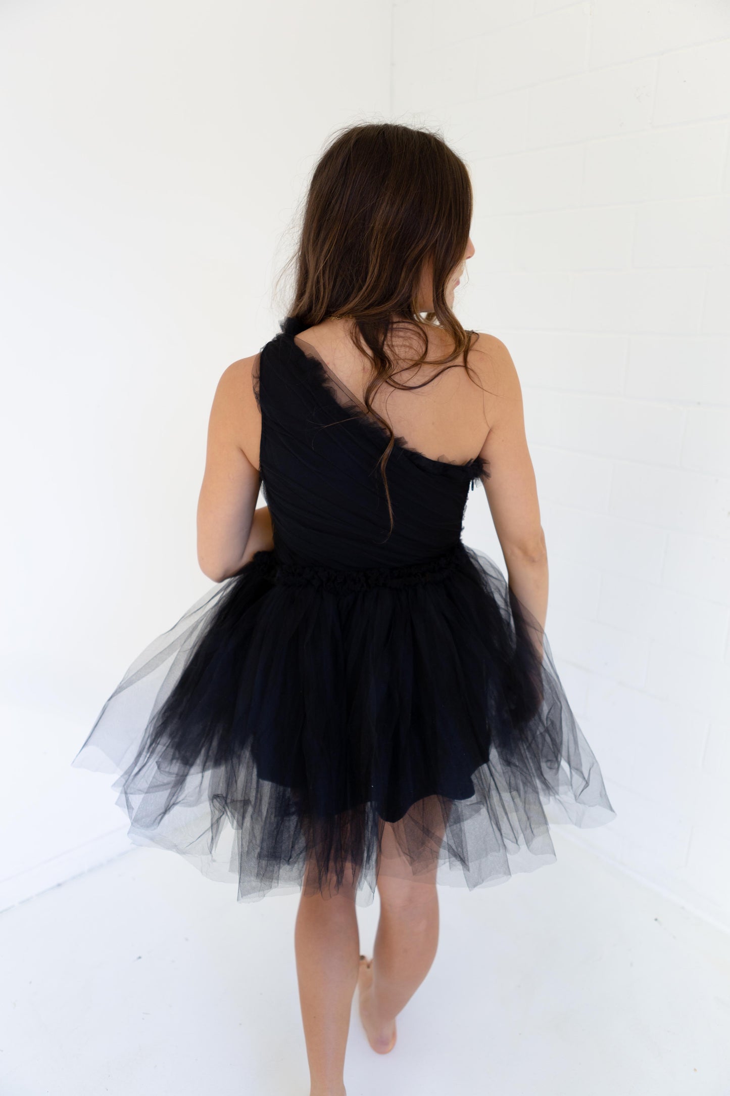 One Shoulder Tulle Mini Dress