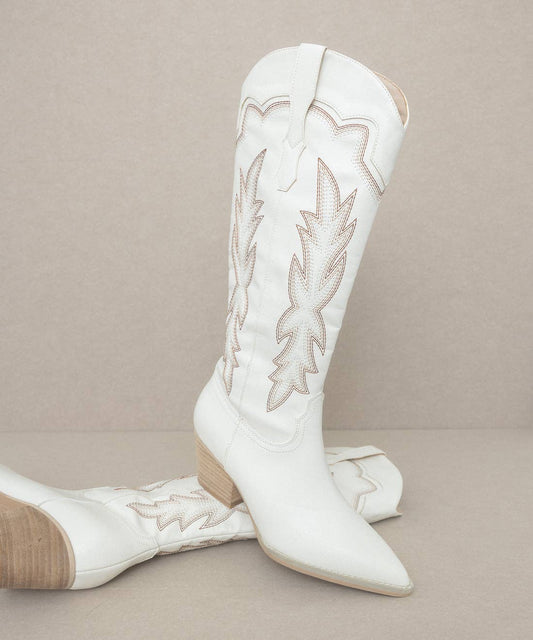 The Ainsley White | Embroidered Cowboy Boot