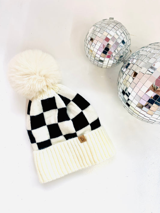 B&W Checkered Beanie