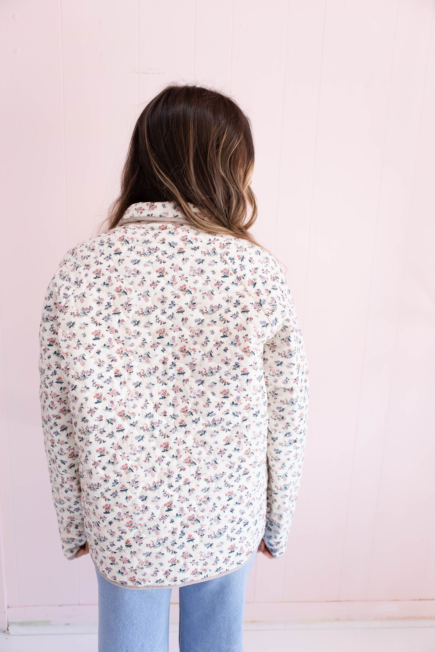 Floral Printed Lightweight Quilted Jacket