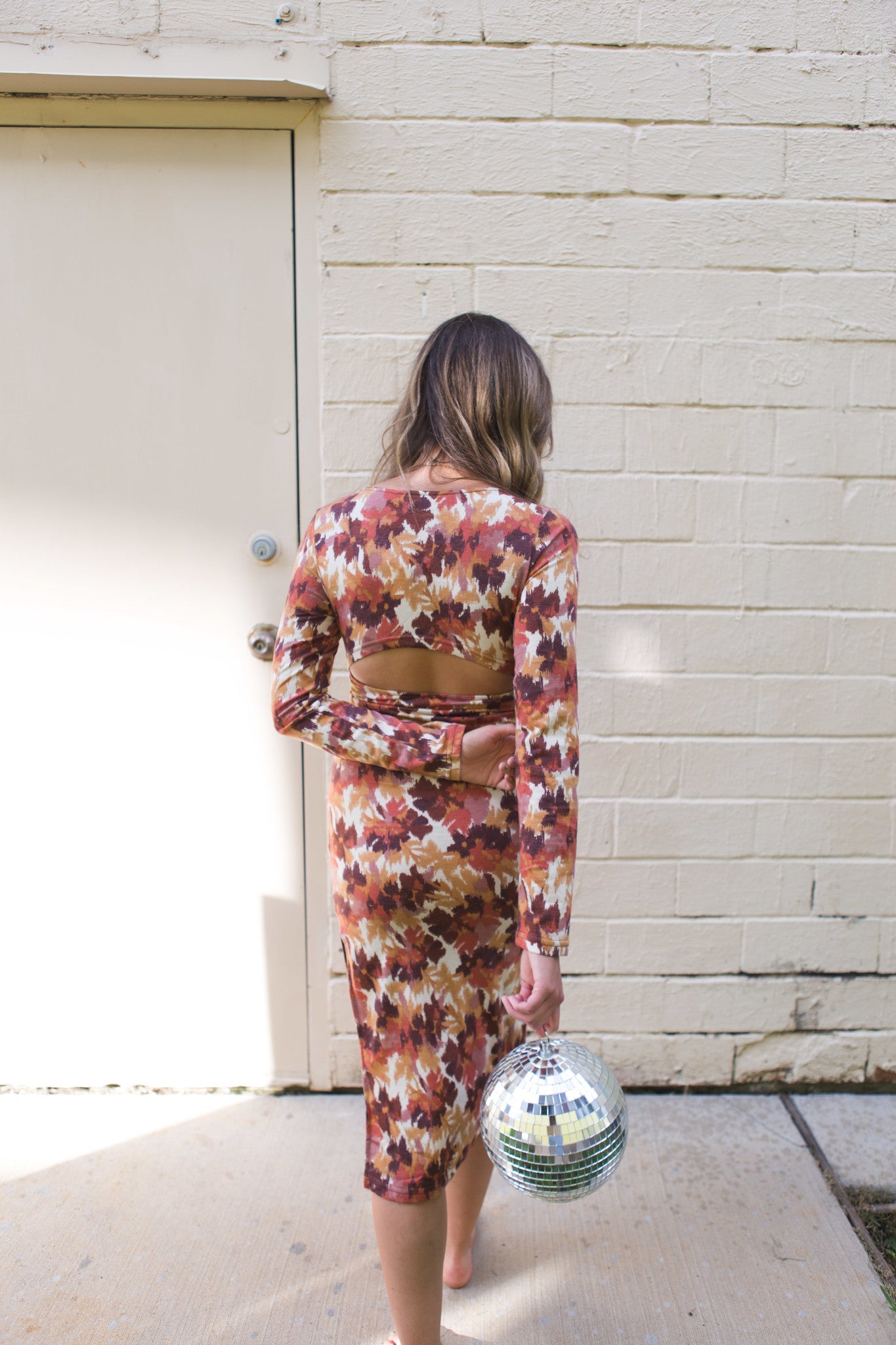 Ecru Brown Abstract Print Dress