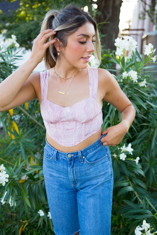 FINAL SALE: Swirl Print Bustier Crop Top